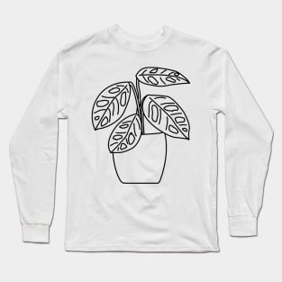 Gatenplant Monstera Obliqua Monkey Leaf Lines Long Sleeve T-Shirt